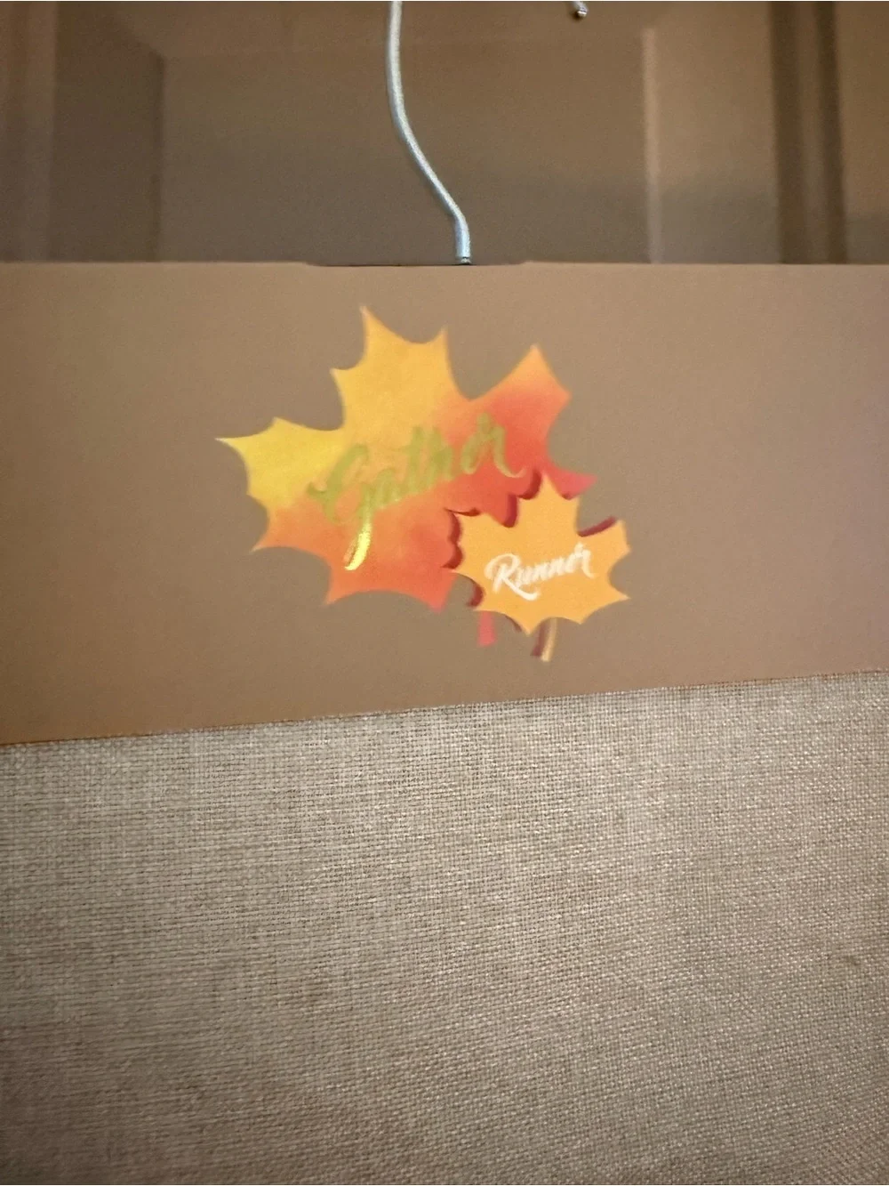 Cream Embroidered Pumpkin Table Runner with Autumn Leaves